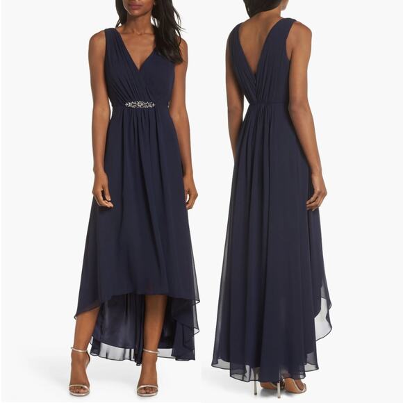 Eliza J Embellished High Low Chiffon Dress Formal Gala Formal Prom Fairy Sz 6 - Picture 1 of 16